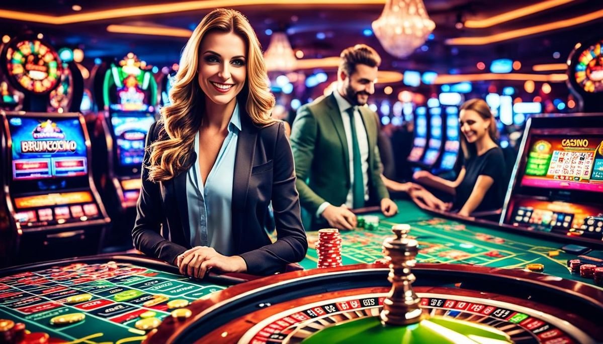 Antarmuka aplikasi mobile amosbet77 menampilkan meja kasino langsung dan pasar sportsbook